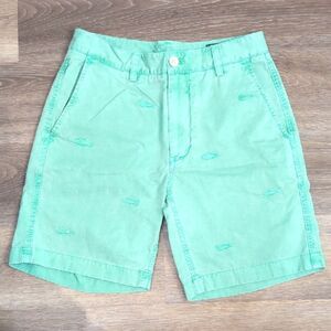 Vineyard Vines Green Embroidered Fish Island Shorts Sz 28